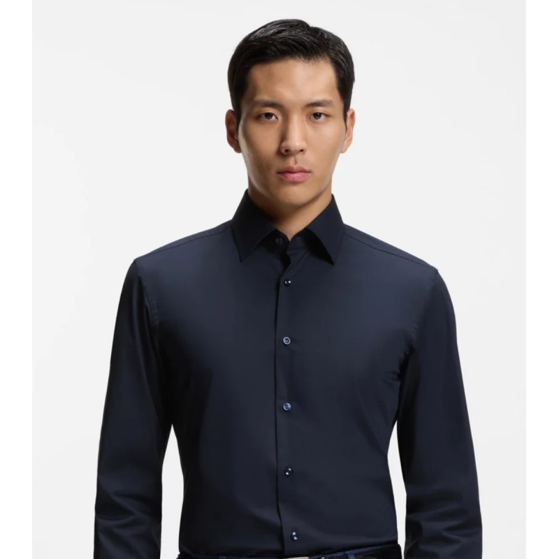 Chemise Slim en popeline de coton stretch facile à repasser